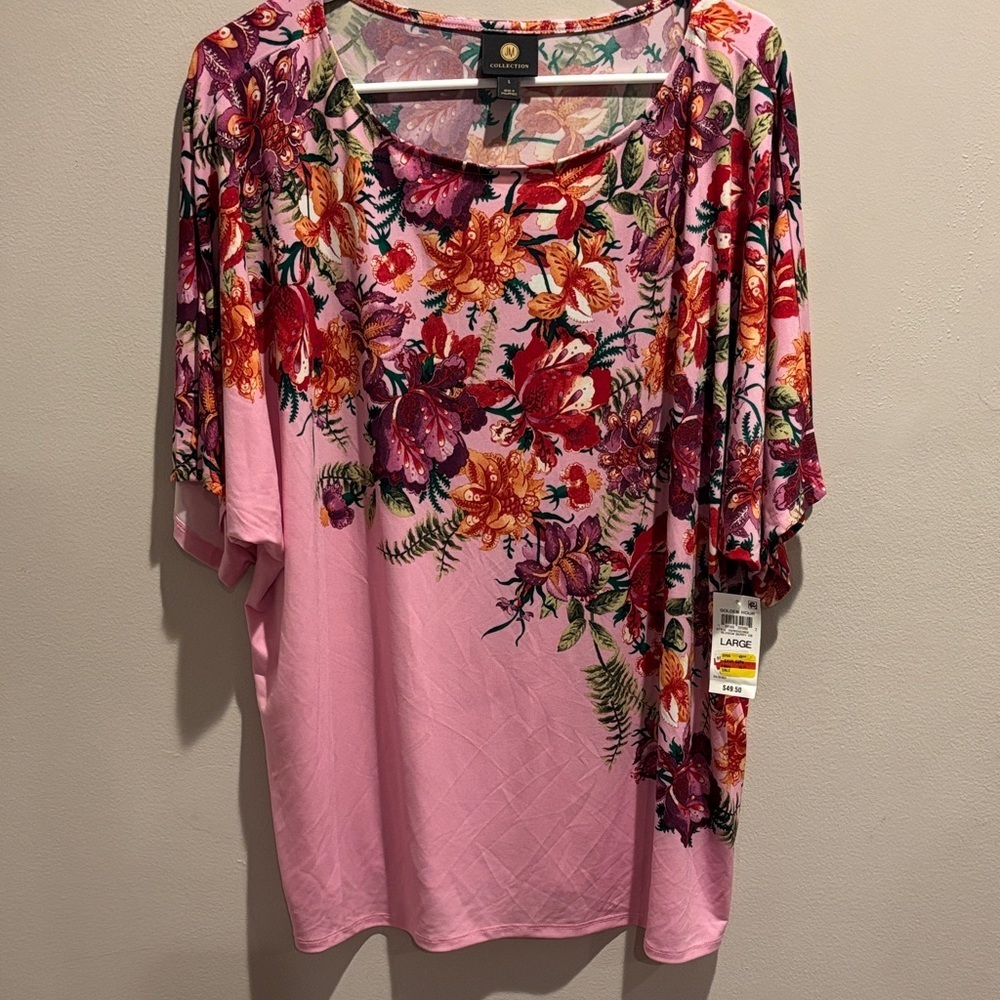 JM Collection Pink Floral Blouse